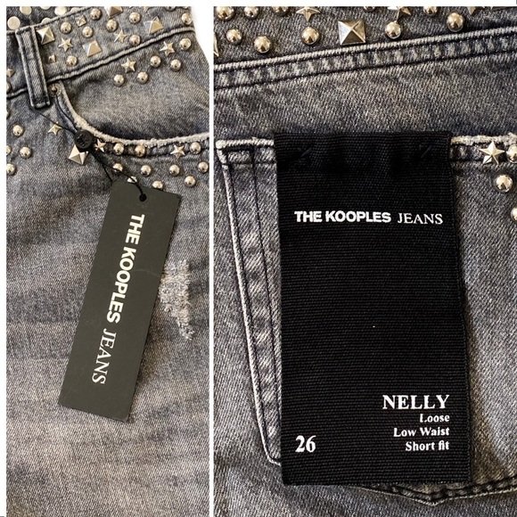 NWT The Kooples Jeans Nelly Studded Gray Low Rise Jeans, Size 26 - Picture 11 of 14